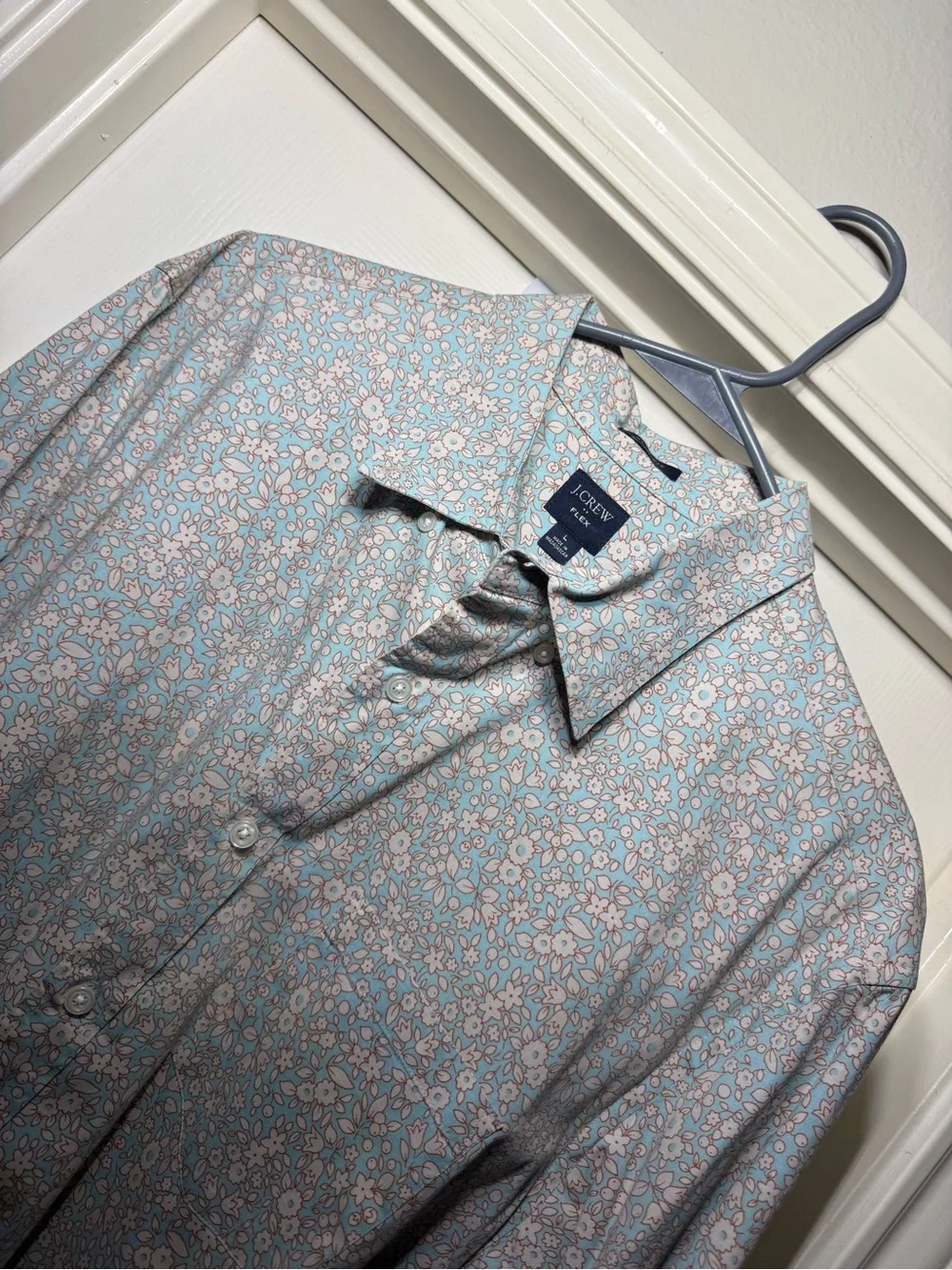 J. Crew Light Blue Floral Dress Shirt